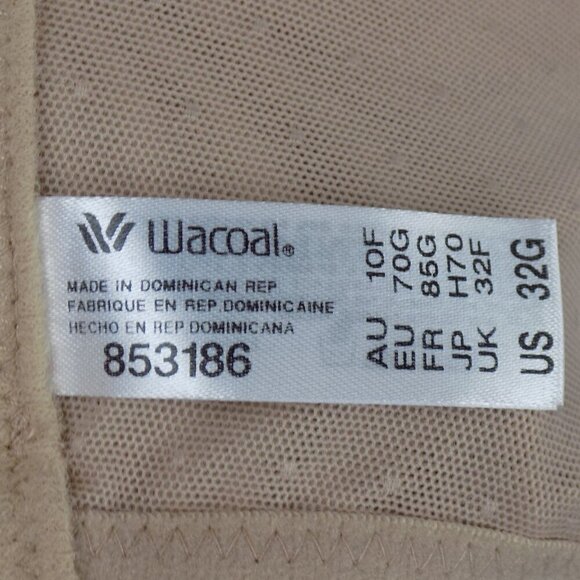 Wacoal Contour Bra Size 32G Underwire Tan Lace Trim Pin Dot - Picture 6 of 6